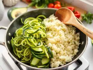 keto cooking spiralized zuchinni